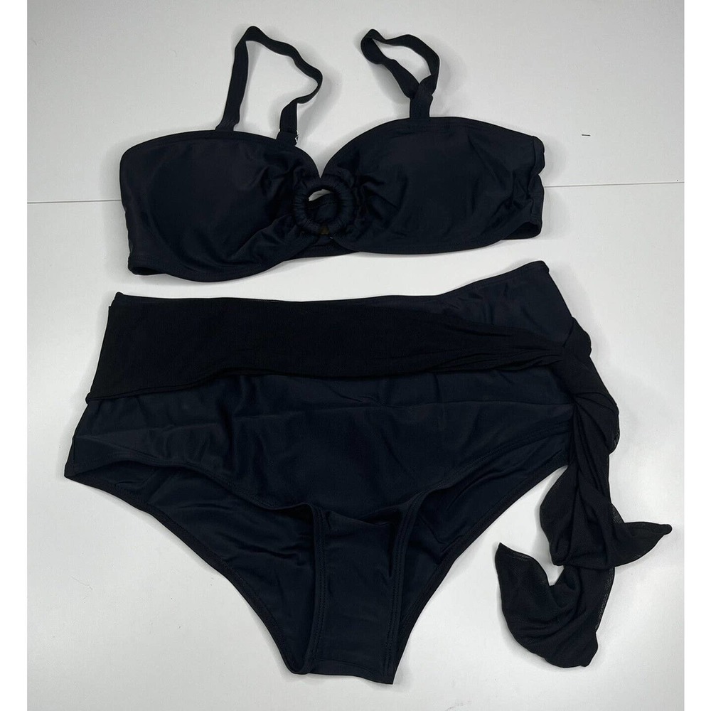 NWT Anbota 2 Piece Wrap Bikini Swimsuit Size Large Women’s Black